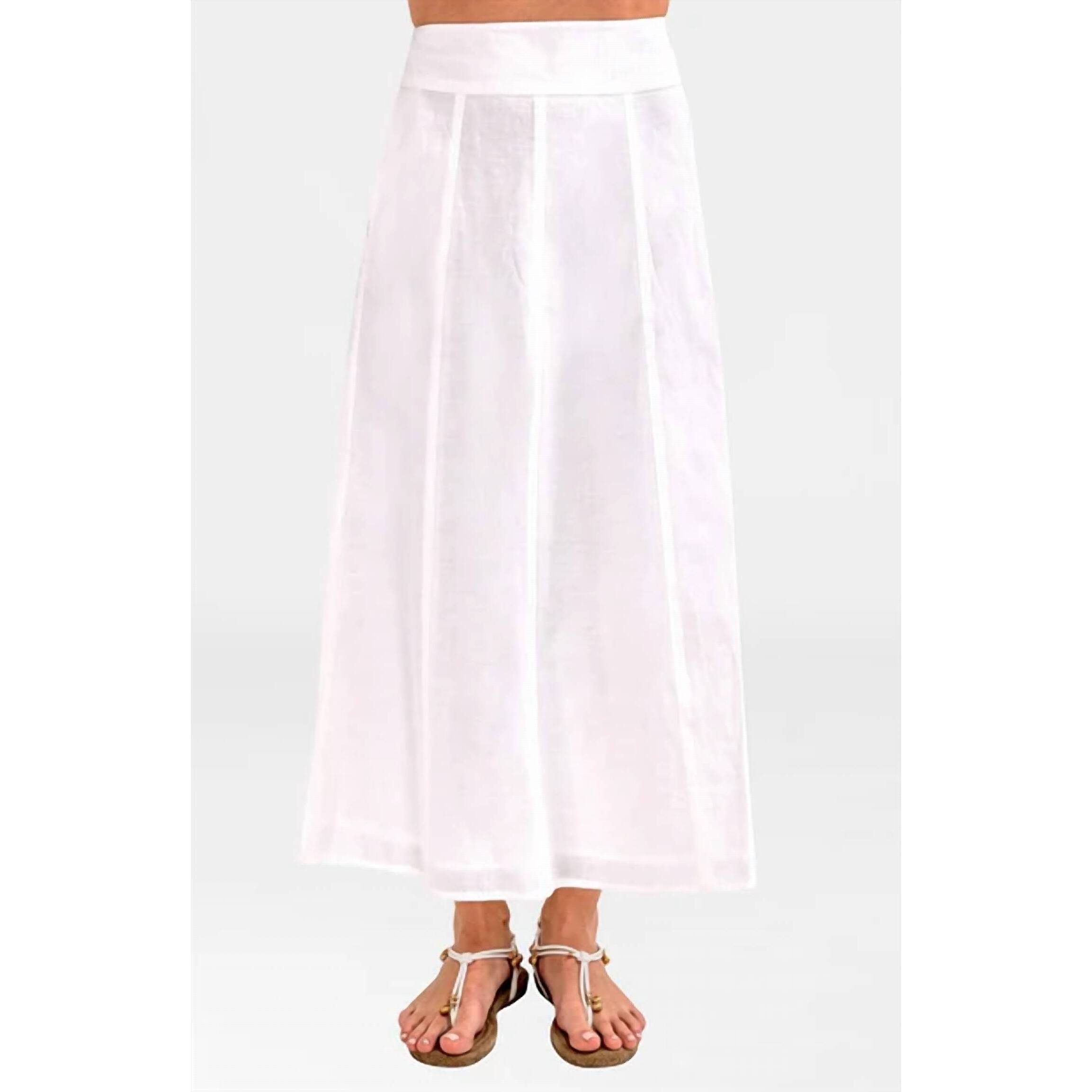 New Gretchen Scott Linen Gored Skirt In White